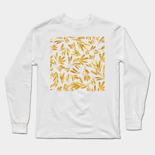 Dark yellow leaf pattern Long Sleeve T-Shirt